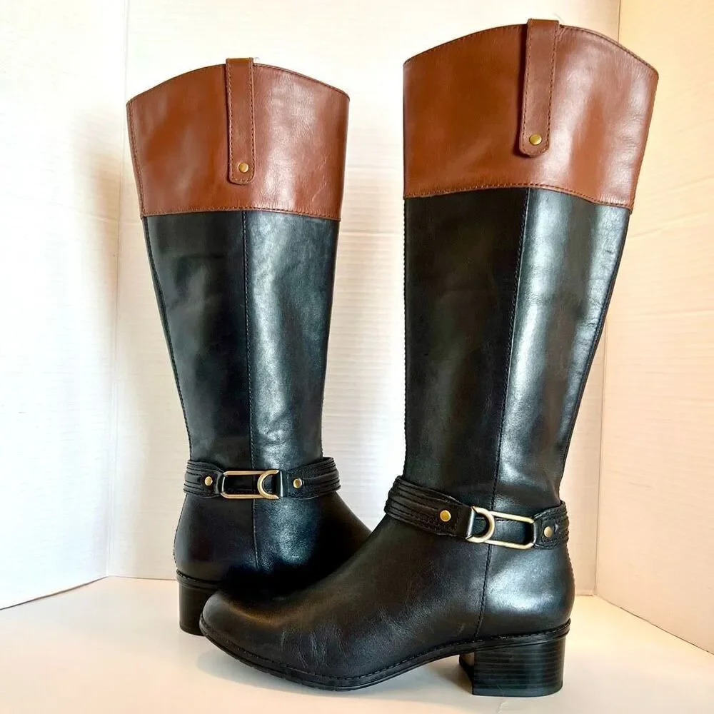 BANDOLINO Leather Coloradee Riding Boot Two Tone 7.5 M - Picture 1 of 15